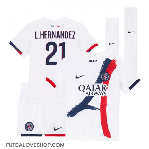 Dres Paris Saint-Germain Lucas Hernandez #21 Preč pre deti 2025-26 Krátky Rukáv (+ trenírky)